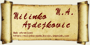 Milinko Azdejković vizit kartica